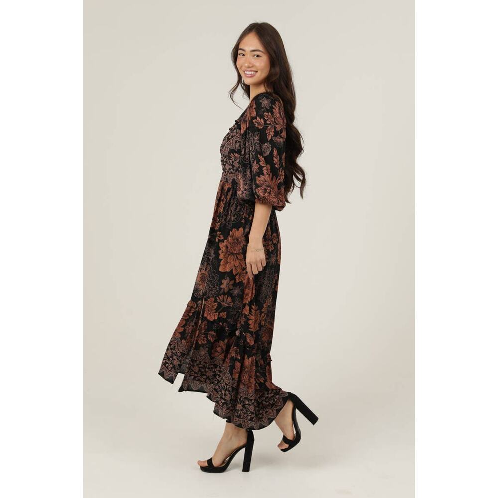 Angie's V NECK TWIST FRONT CUT OUT SIDE SLIT MAXI DRESS - Picture 4 of 4